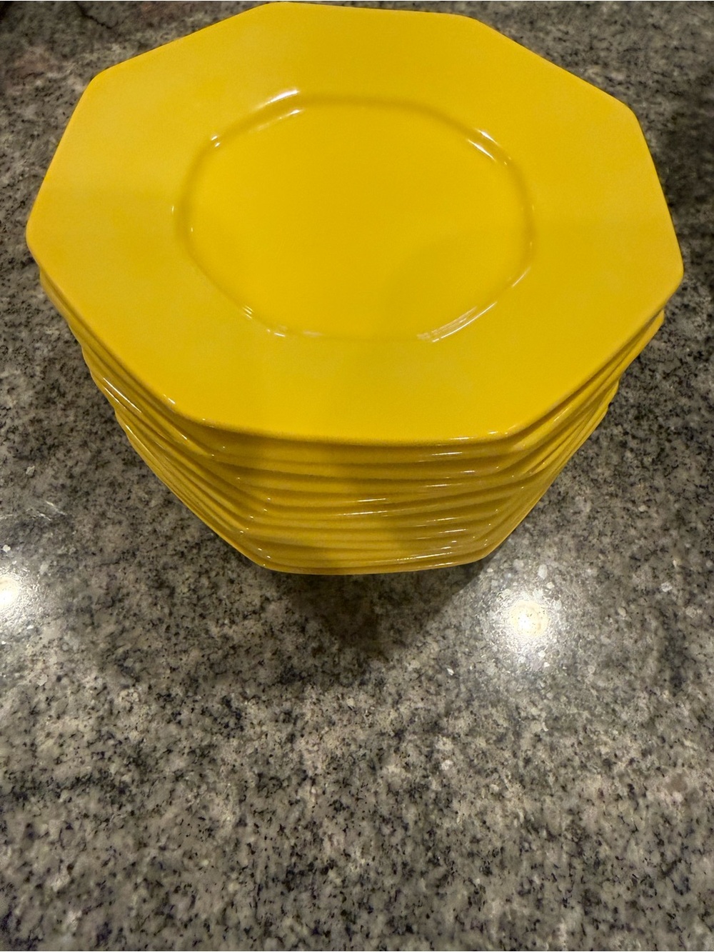 Fitz and Floyd 1978 Total Color Yellow Octagonal Side Plates - set of 12